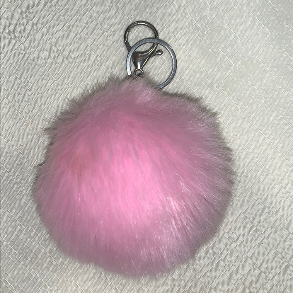 Pink Keychain Pom Pom